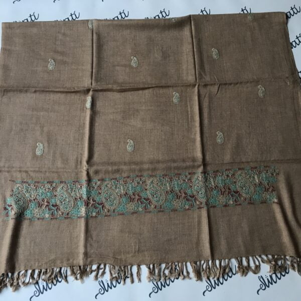 Swati Woolen Shawl with Feroza color embroidery