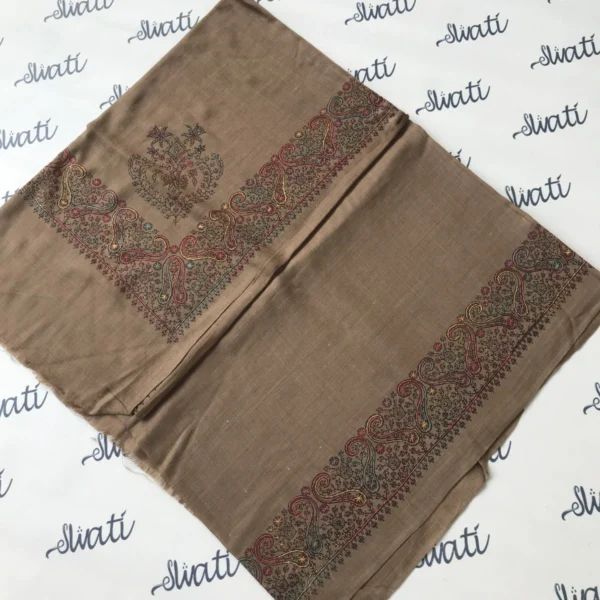 Pashmina Women Shawl Brown Color Hand embroidered