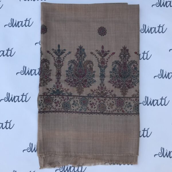 Pashmina Women Shawl Brown Color Hand embroidered