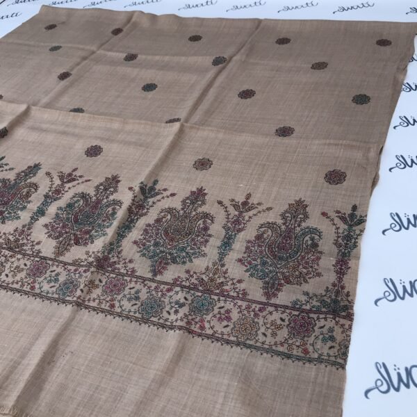 Pashmina Women Shawl Brown Color Hand embroidered