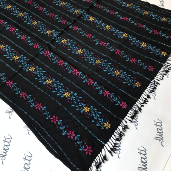 Swati Woolen Shawl for Ladies with Hand Embroidery Black Shawl