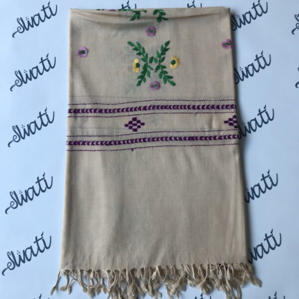 Swati Woolen Shawl with Traditional Green Embroidery