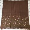 Brown Swati shawl for women with attractive border hand embroidery
