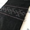 Black women woolen shawl with white cross stitch hand embroidery