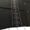 Black women woolen shawl with white cross stitch hand embroidery