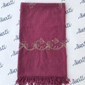 Dark pink attractive women shawl with crocket hand embroidery