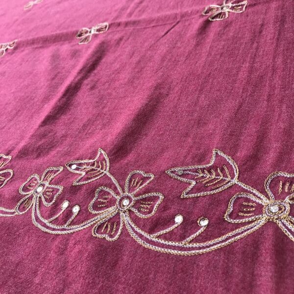 Dark pink attractive women shawl with crocket hand embroidery