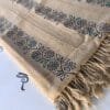 Swati woolen shawl for female with printed pattern and hand embroidery camel color