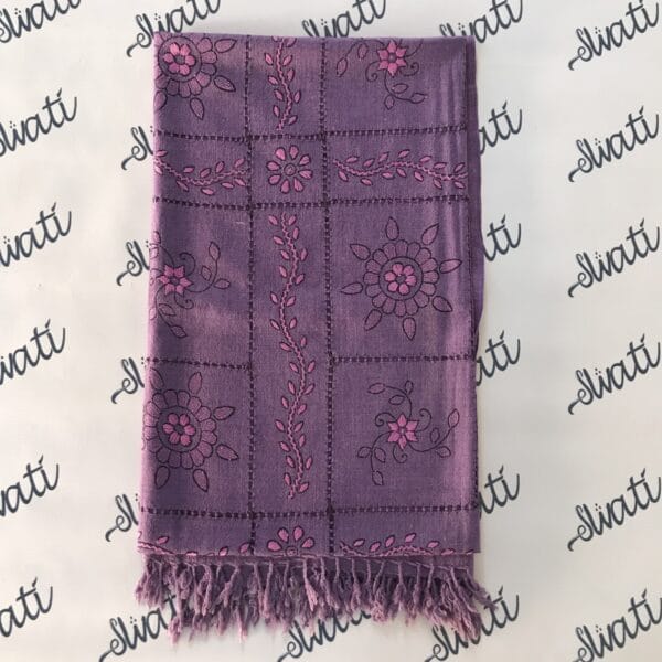 Women Swati shawl with attractive taar kashi and hand embroidery purple color