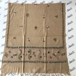 Attractive light color hand embroidery with taar kashi design