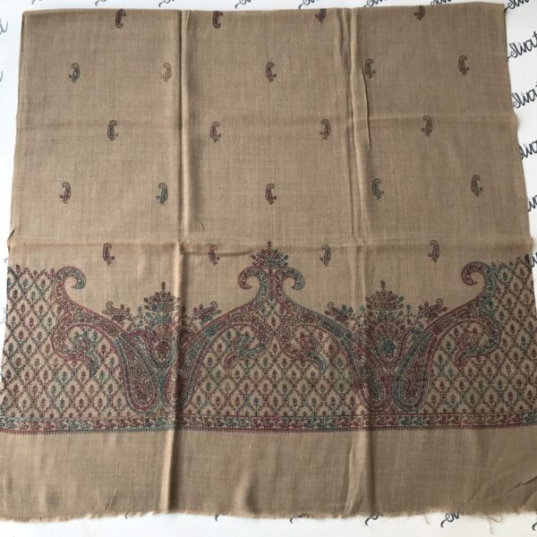 Light brown pashmina shawl with hand embroidery