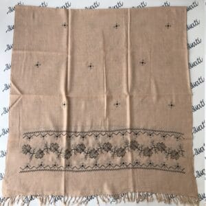 Light cream color swati shawl with black machine embroidery