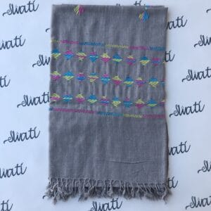 Multi-color swati embroidery on gray woolen shawl