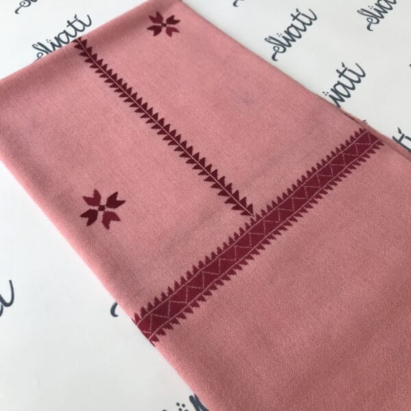 Pink shawl with attractive swati hand embroidery