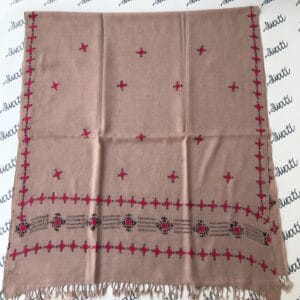 Swati woolen shawl with pink and black hand embroidery