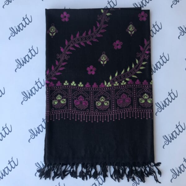 Women Swati Embroidery with printed design woolen shawl