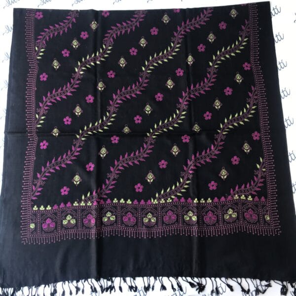 Women Swati Embroidery with printed design woolen shawl