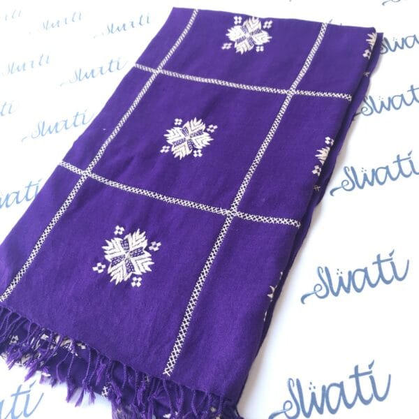 Women woolen purple shawl with swati hand embroidery