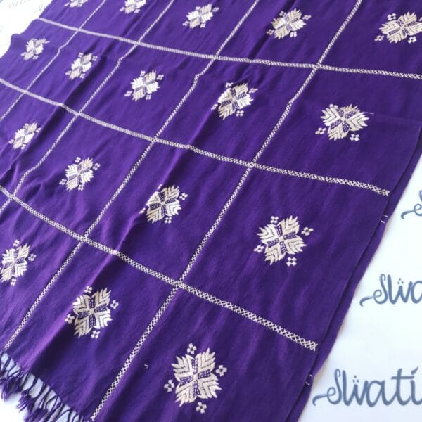 Women woolen purple shawl with swati hand embroidery