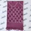 Hand embroidered women pink woolen shawl with white and brown embroidery