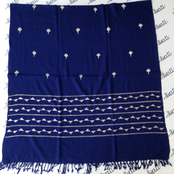 Attractive blue women shawl with light color hand embroidery