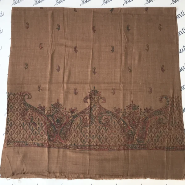Brown Pashmina Shawl for women with hand embroidery