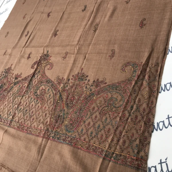 Brown Pashmina Shawl for women with hand embroidery