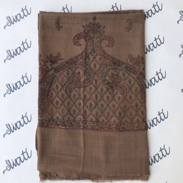 Brown Pashmina Shawl for women with hand embroidery
