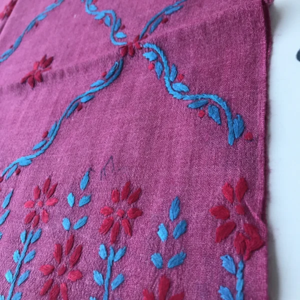 Pink Islampuri women shawl with pink hand embroidery