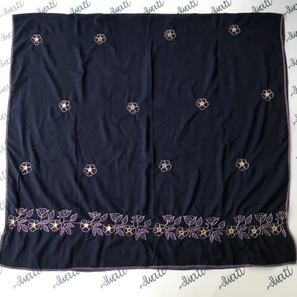 Attractive Summer Shawl for Women dark blue hand embroidered