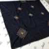 Summer Shawl hand embroidered dark blue for women