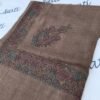Dark brown pashmina shawl for women with full border printed and sui kaam