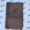 Dark brown pashmina shawl for women with full border printed and sui kaam