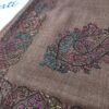 Dark brown pashmina shawl for women with full border printed and sui kaam
