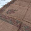Dark brown pashmina shawl for women with full border printed and sui kaam