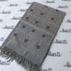 Women gray color Swati Shawl with orange and feroza taar kashi embroidery