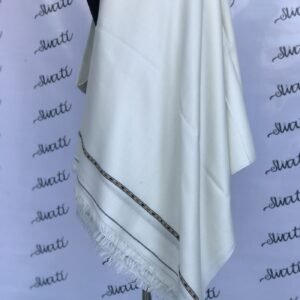 96 Wool Soft and Lightweigth Mens Swati Shawl - Off white