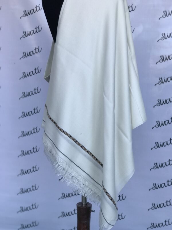 96 Wool Soft and Lightweigth Mens Swati Shawl - Off white