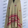 Attractive women woolen shawl with Pink Swati Embroidery