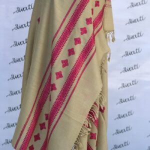 Attractive women woolen shawl with Pink Swati Embroidery