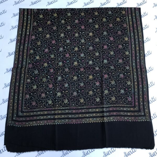 Black Pashmina Shawl with full embroidery for women