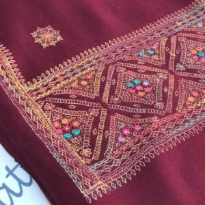 Maroon Pashmina Shawl with elegant hand embroidery