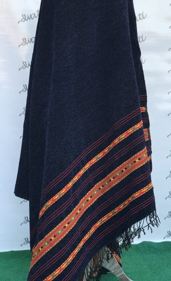 Traditional Velvet Shawl for Men – Dark Blue