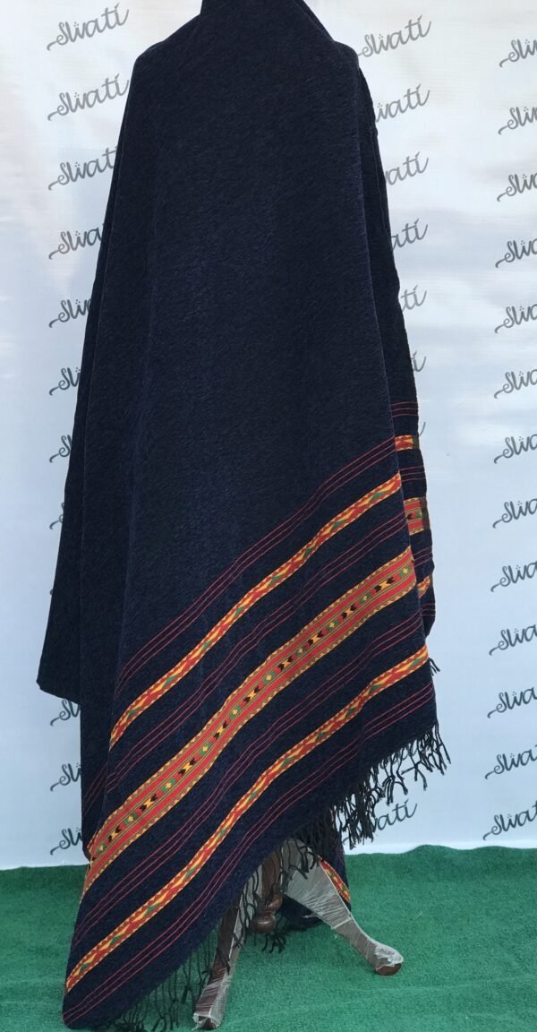 Traditional Velvet Shawl for Men – Dark Blue