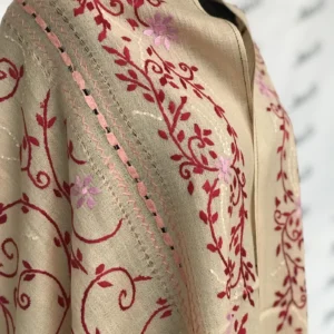 Attractive Woolen Shawl with Taar Kashi and maroon color Hand embroidery