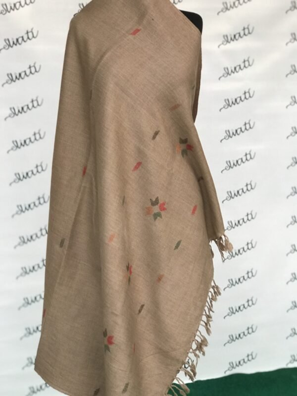 Brown Women Woolen Khadai Shawl