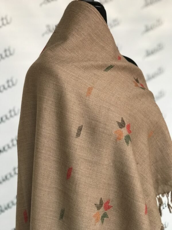 Brown Women Woolen Khadai Shawl