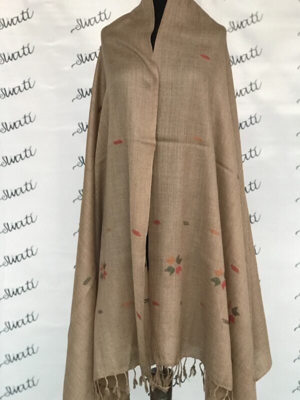 Brown Women Woolen Khadai Shawl
