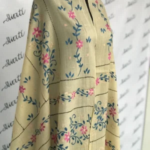 Cream Color Swati Women Woolen Shawl hand embroidery