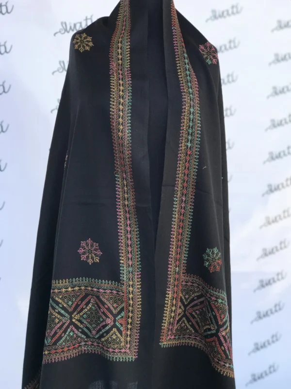 Full Border Black Pashmina Shawl for Women soft and attractive